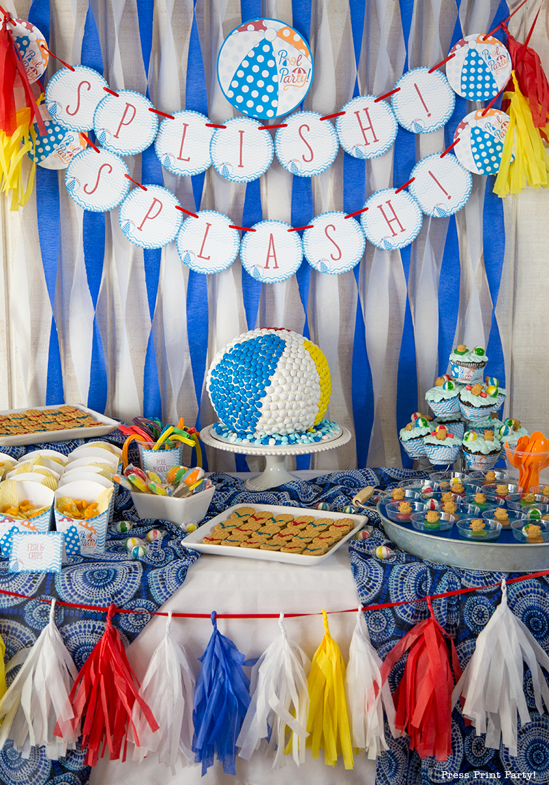 Pool Party Beach Ball Birthday Bash - Ideas and decorations by Press Print Party! Beach ball cake.