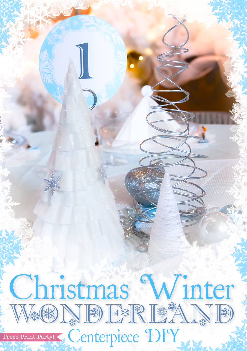 Christmas Winter Wonderland table Decor by Press Print Party!