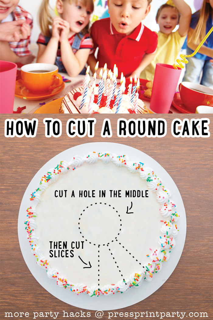 11 Best Birthday Party Hacks for Busy parents - By Press Print Party - How to cut a round cake