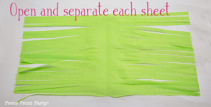 separate sheets and open - tissue paper garland tutorial Press Print Party!
