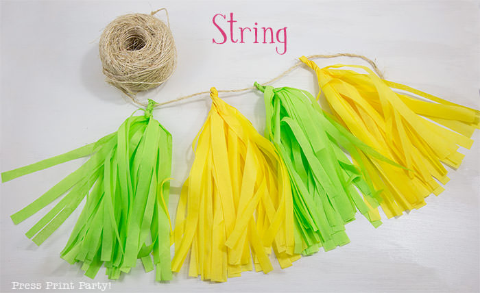 Colorful Tissue paper tassels garlands diy how to make tassels garland. Press Print Party!