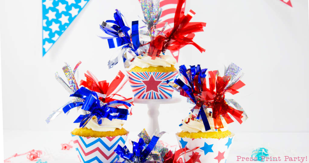 FREE 4th of July Fireworks Cupcake Wrappers by Press Print Party!