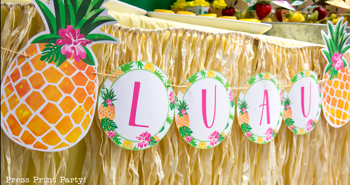 Pineapple party Luau Banner