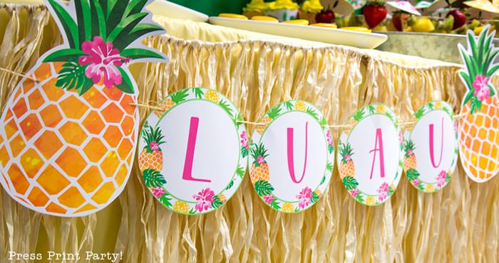Party like a Pineapple -Pineapple party - Luau Party banner - by Press Print Party!
