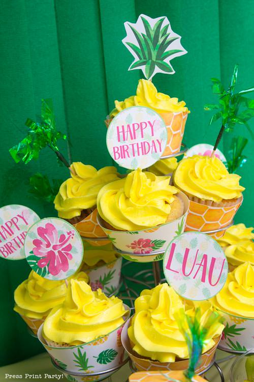 Party like a Pineapple - Pineapple cupcakes - Luau Party - by Press Print Party!