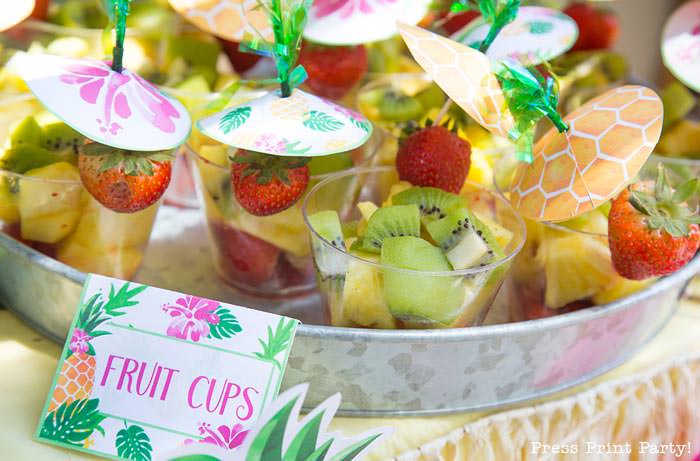 Party like a Pineapple - Fruit Cups - Luau Party -by Press Print Party!