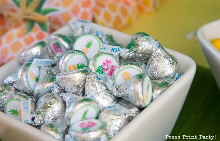 Party like a Pineapple -Pineapple party - Luau Party hershey kisses labels - by Press Print Party!
