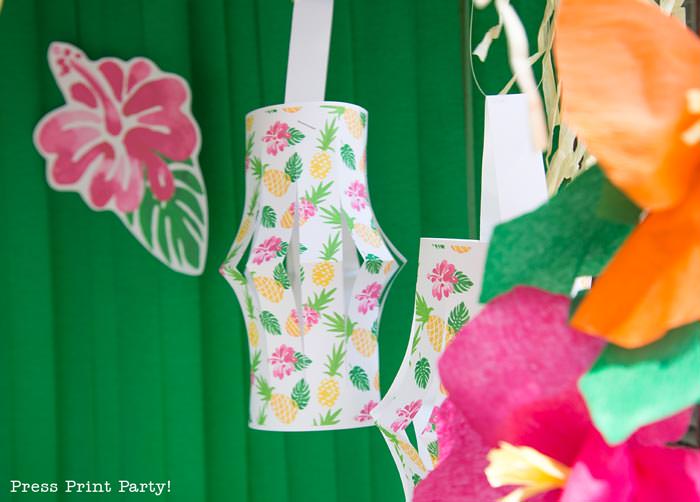 Party like a Pineapple -Pineapple party - Luau Party lanterns printable- by Press Print Party!