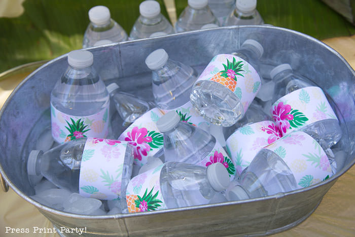Party like a Pineapple -Pineapple party - Luau Party water bottle labels - by Press Print Party!