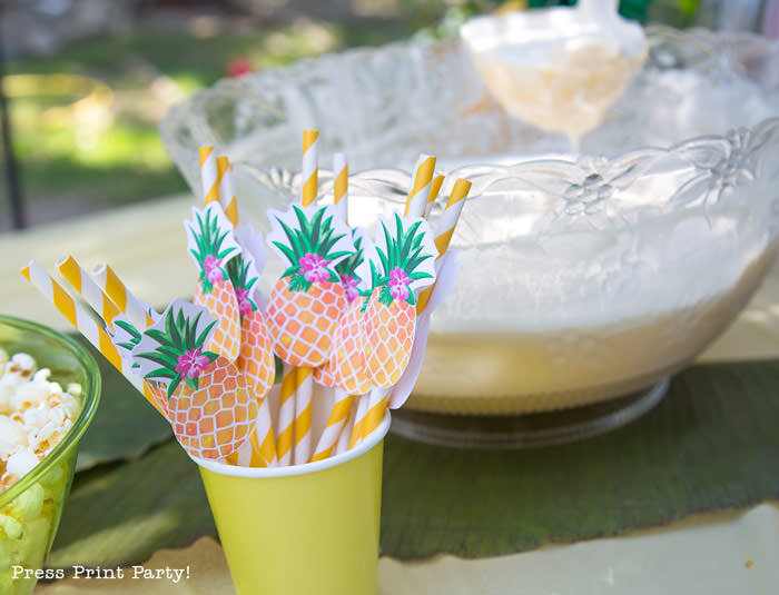 Party like a Pineapple -Pineapple party - Luau Party - pineapple straws -by Press Print Party!