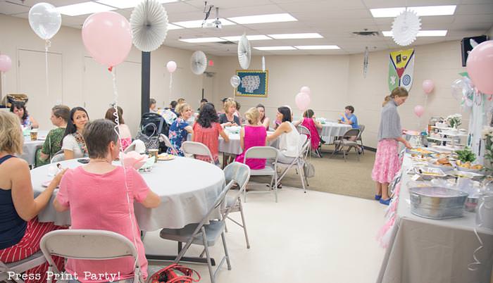 pink vintage baby shower ideas - Press Print Party! buffet