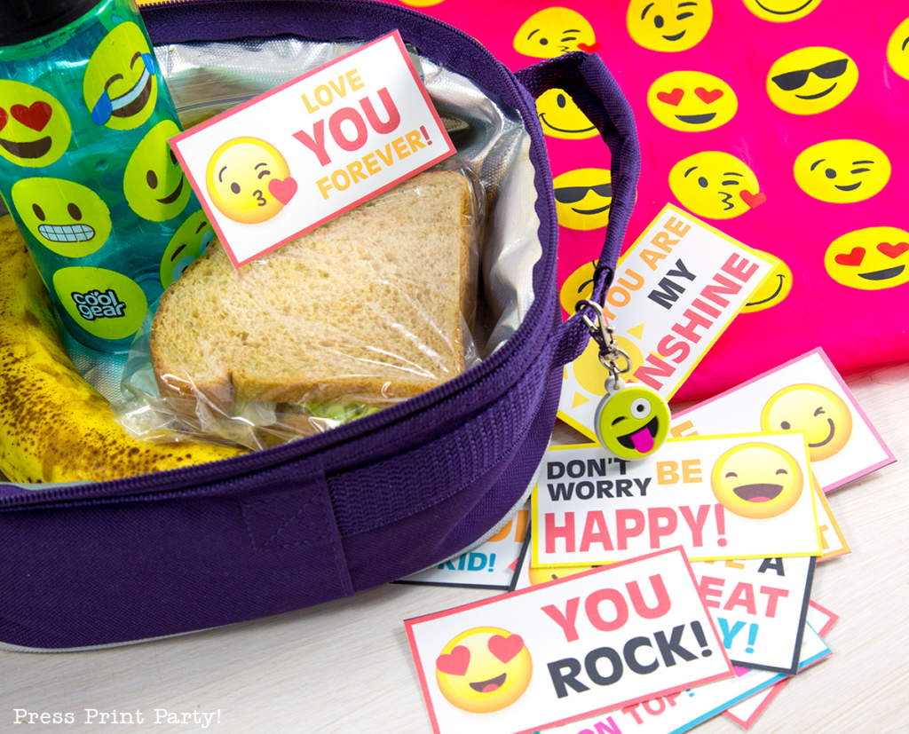 Free Emojis Lunch Box Cards by Press Print Party!