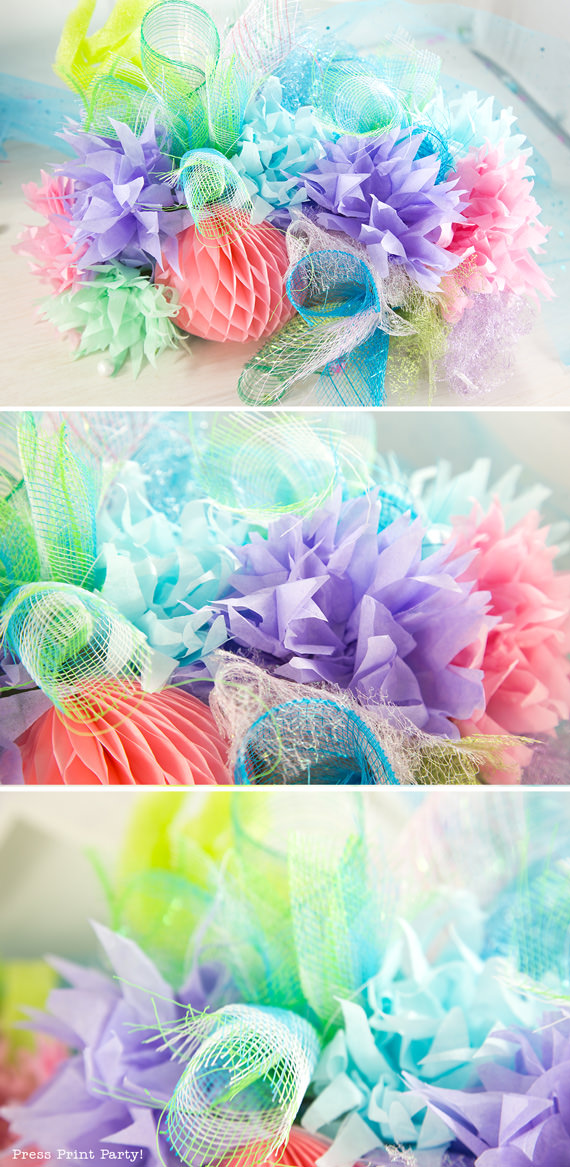 How to make a striking tabletop coral reef for your mermaid or under the sea party - by Press Print Party!