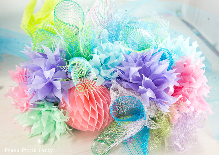 How to make a striking tabletop coral reef for your mermaid or under the sea party - by Press Print Party!