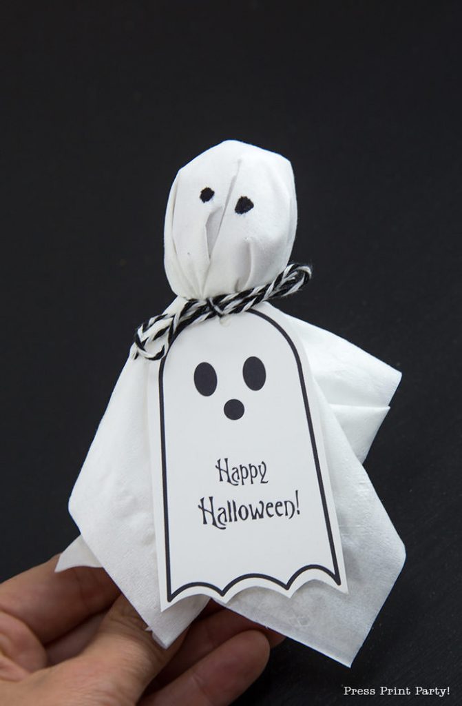 happy halloween tag on tissue lollipop ghost