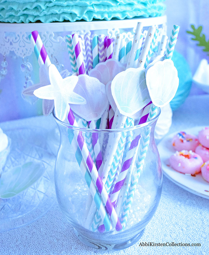 Decorate your Mermaid Party like a Pro! by Press Print Party! Mermaid Themed party - Mermaid party supplies - mermaid straws - mermaid printables