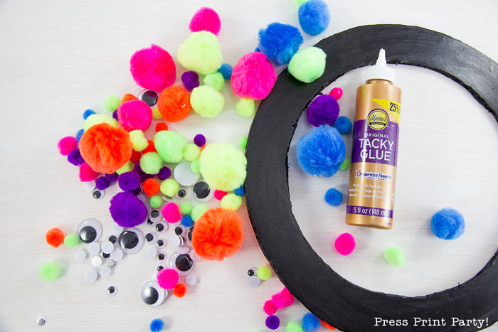 Easy and Fun Monster Wreath DIY by Press Print Party!