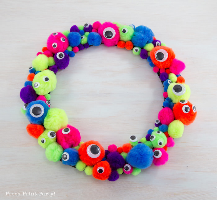 Easy and Fun Monster Wreath DIY by Press Print Party!
