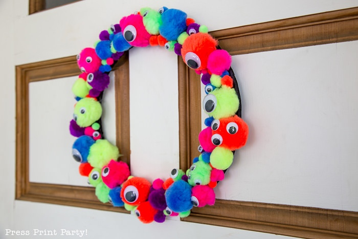 Easy and Fun Monster Wreath DIY by Press Print Party!