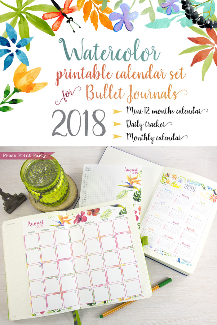 free 2018 calendar for your bullet journal by press