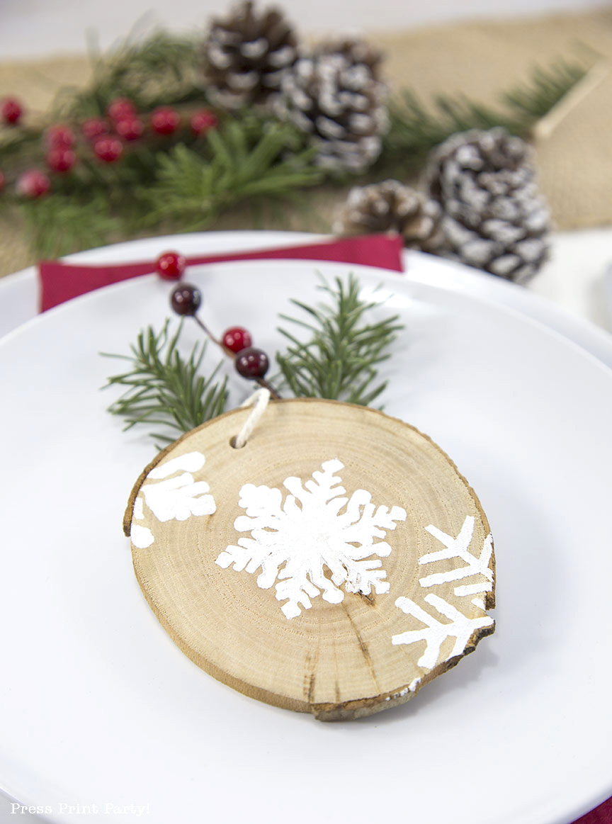 Rustic Wood Snowflake Ornament DIY - By Press Print Party!