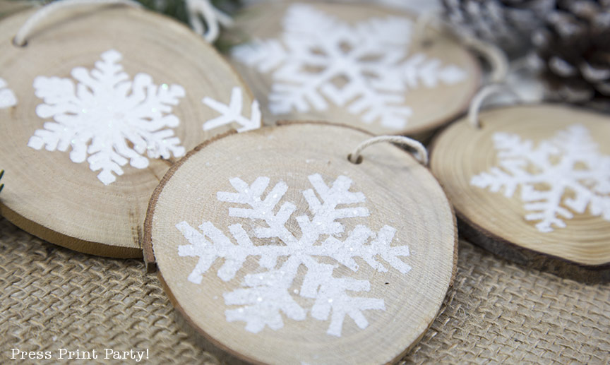 Rustic Wood Snowflake Ornament DIY - By Press Print Party!