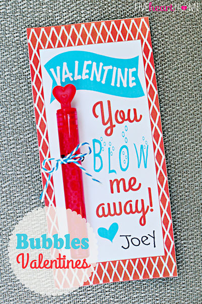 35 Easy No-Candy Valentines with Free Printables by Category - Curated by Press Print Party! bubbles printable valentine for school