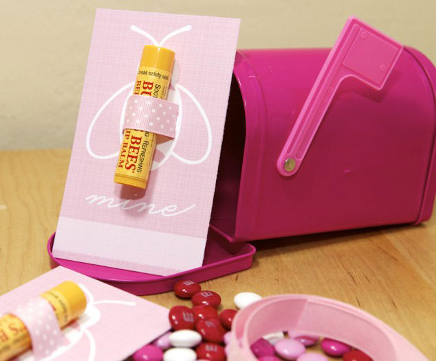 35 Easy No-Candy Valentines with Free Printables by Category - Curated by Press Print Party! burts bee lip balm pink bee