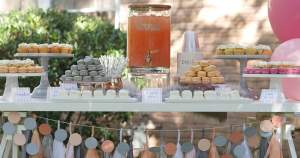 Stunning Peach and Gray Garden Party - Place cards by Press Print Party! - Party design by MINT Event Design - Baby shower - Bridal Shower - Tea Party