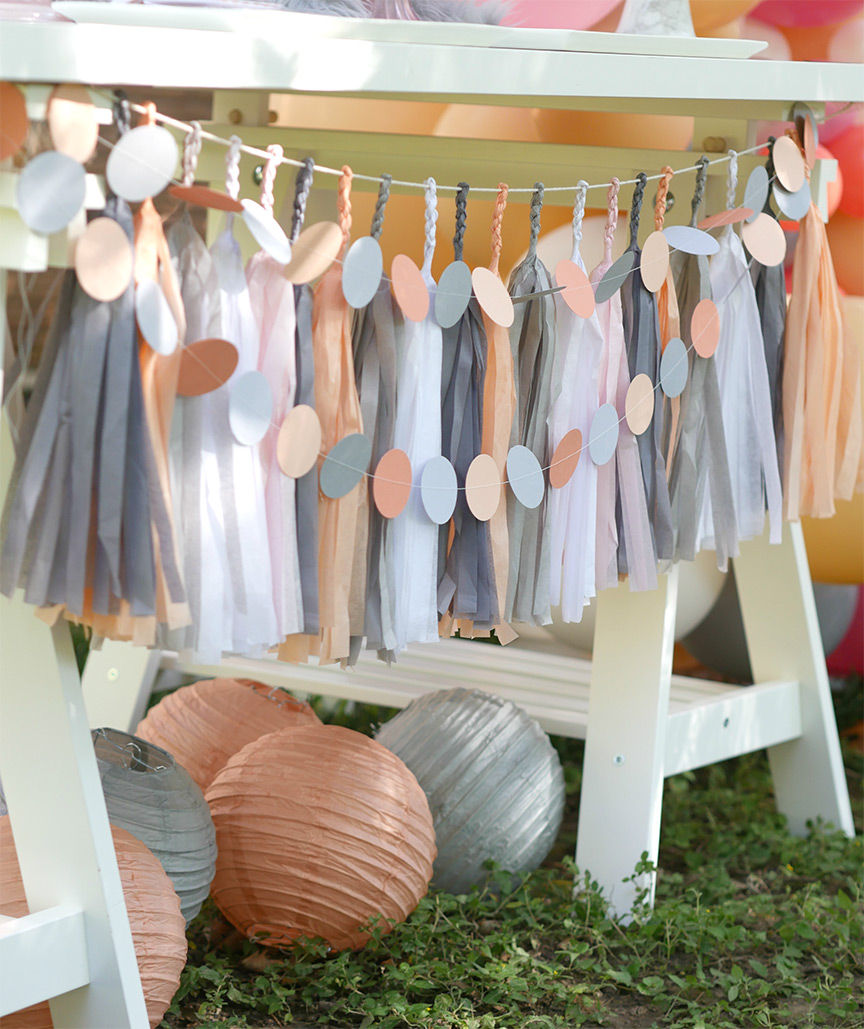 Stunning Peach and Gray Garden Party - Place cards by Press Print Party! - Party design by MINT Event Design - Baby shower - Bridal Shower - Tea Party