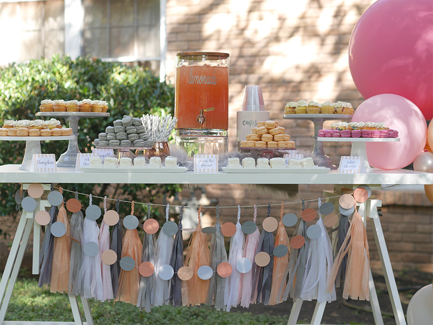 Stunning Peach and Gray Garden Party - Place cards by Press Print Party! - Party design by MINT Event Design - Baby shower - Bridal Shower - Tea Party