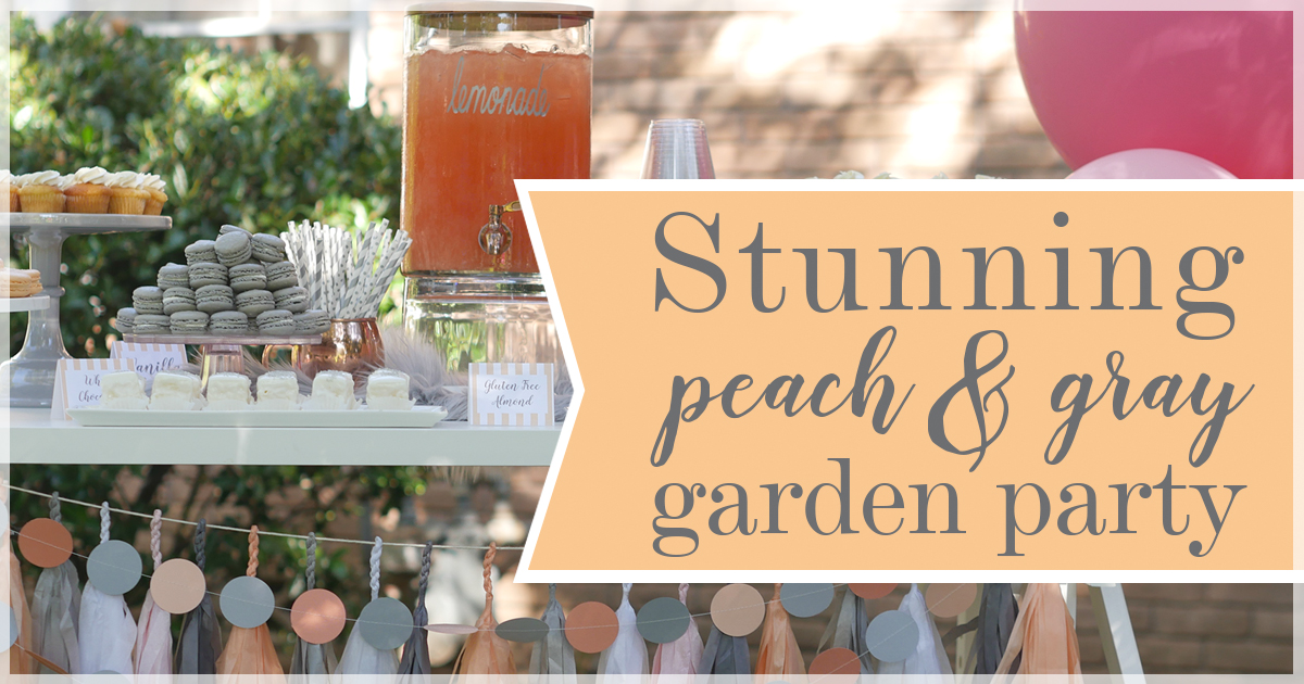 Stunning Peach and Gray Garden Party - Place cards by Press Print Party! - Party design by MINT Event Design - Baby shower - Bridal Shower - Tea Party