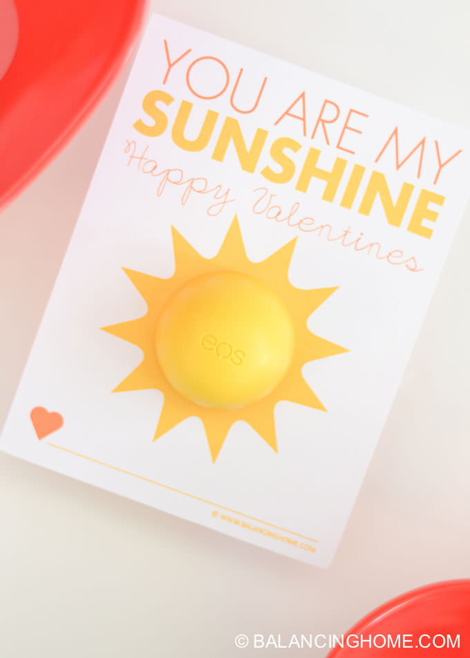 35 Easy No-Candy Valentines with Free Printables by Category - Curated by Press Print Party! You're my sunshine eos balm 