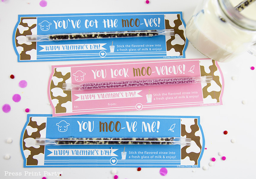 FREE Printable Straw Valentines @michellepaigeblogs.com Free Printable Valentine Cards, Milk Straw - School Valentine Ideas - By Press Print Party!