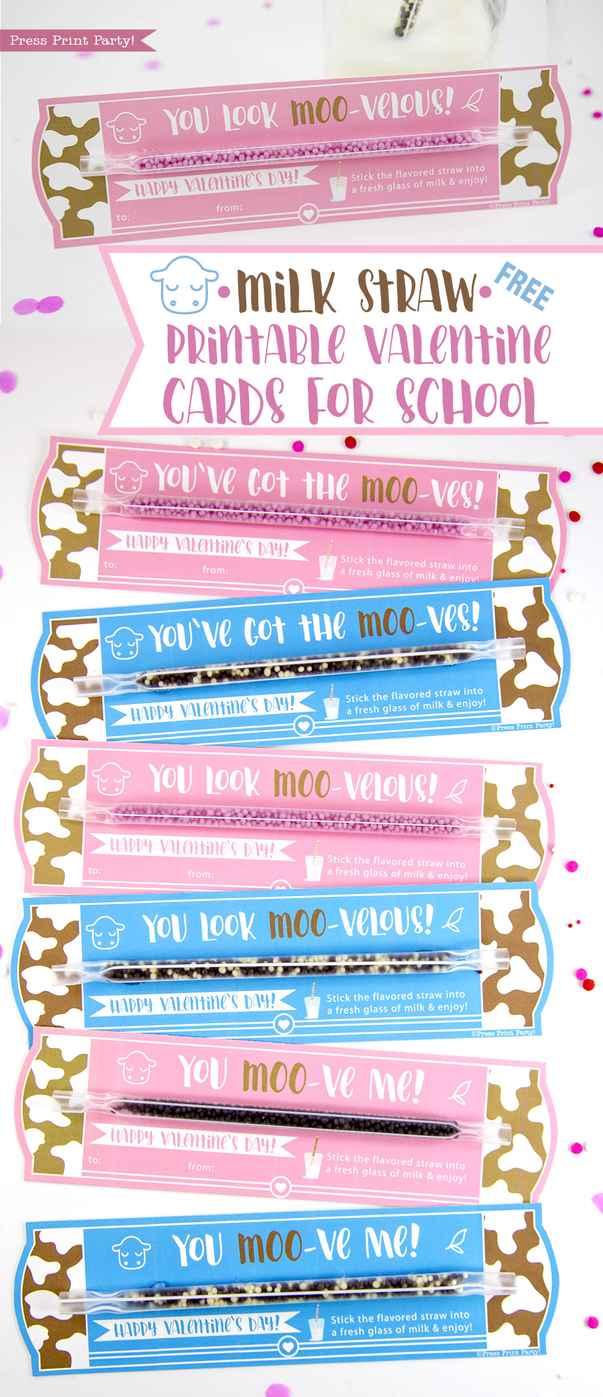 FREE Milk Straw Printable Valentine Cards For School Press Print Party 