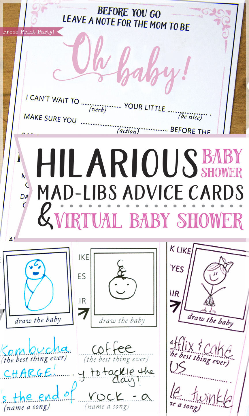 Hilarious Baby Shower Mad Libs Virtual Baby Shower Press Print Party!