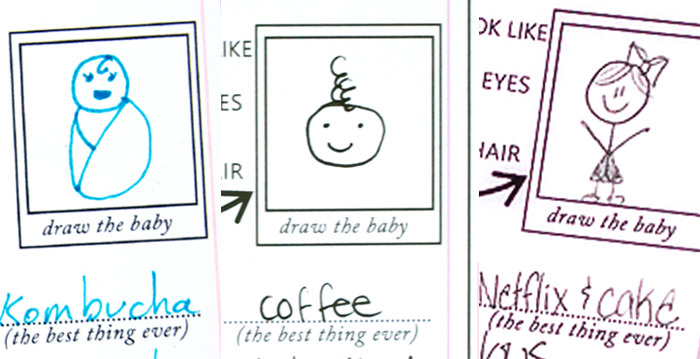 Hilarious baby shower mad-libs advice cards and virtual baby shower - by Press Print Party! Drawings of babies