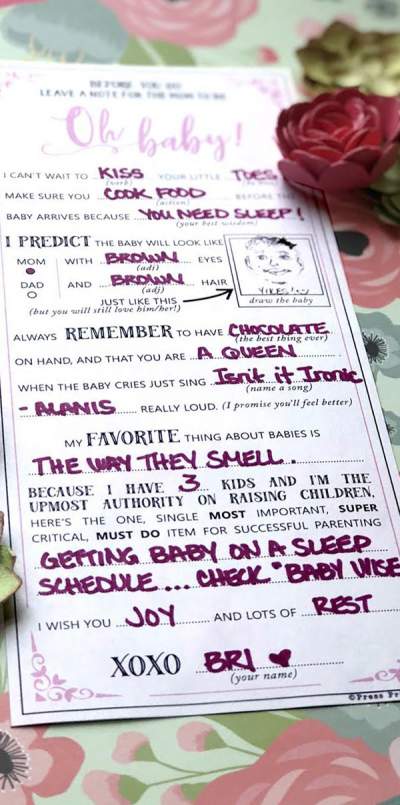 Hilarious Baby Shower Mad Libs Printable Advice Cards- Press Print Party!