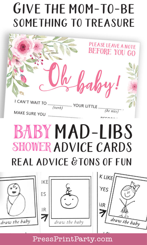 Hilarious Baby Shower Mad Libs Printable Advice Cards- Press Print Party!