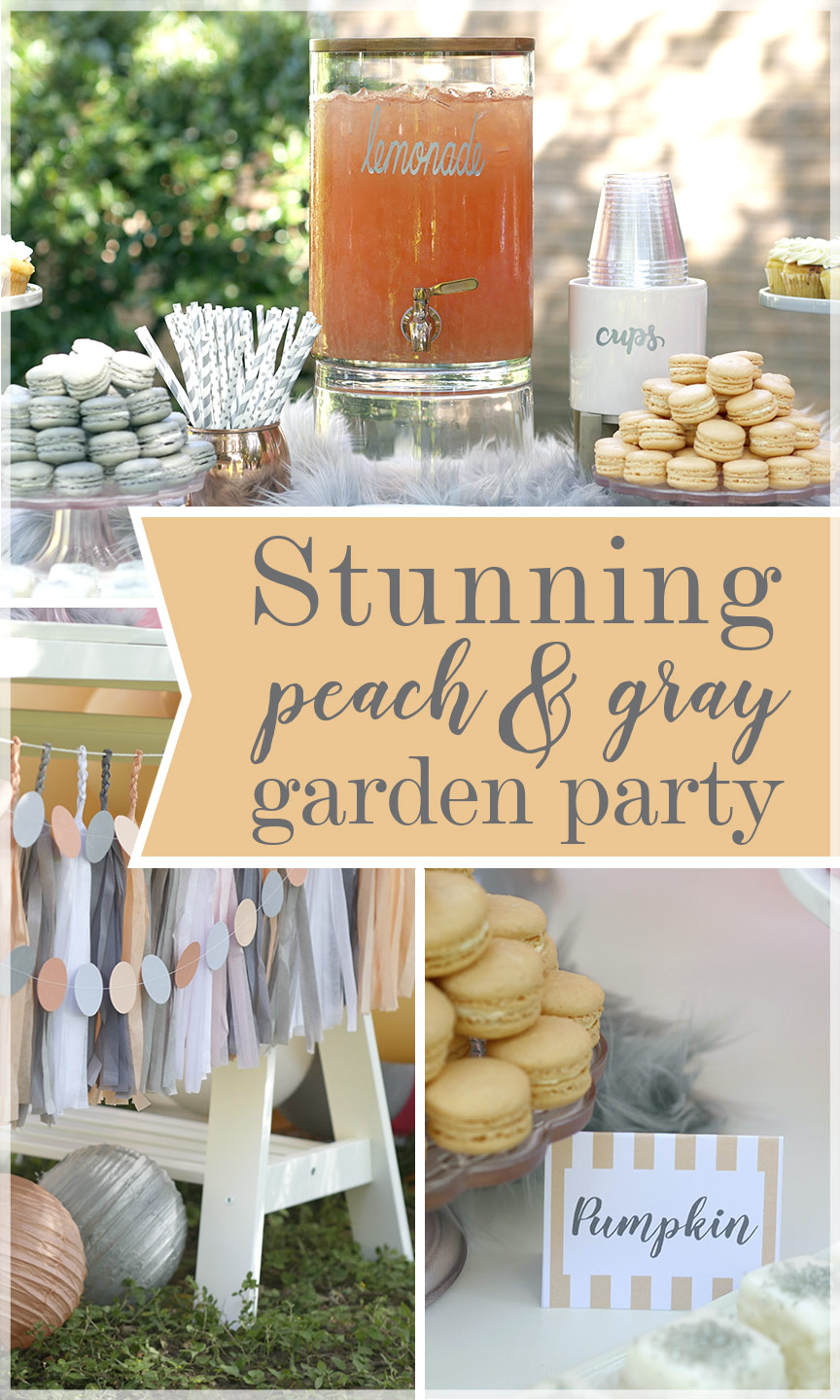 Stunning Peach and Gray Garden Party - Place cards by Press Print Party! - Party design by MINT Event Design - Baby shower - Bridal Shower - Tea Party