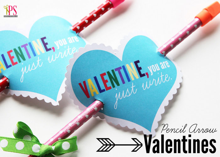 Non Candy Valentines with Free Printables by Category - Curated by Press Print Party! - pencils with heart printable