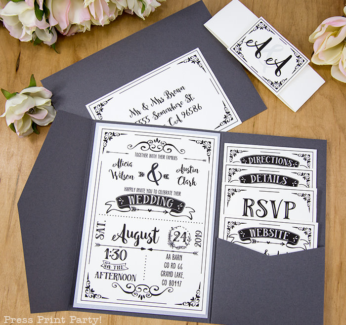 Rustic Wedding Invitations Template, cheap wedding invitations DIY Wedding Invitations- Press Print Party! Full set