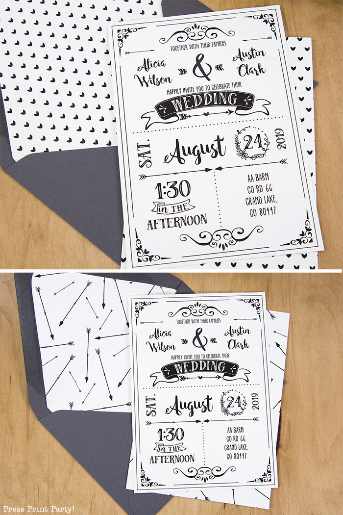 Rustic Wedding Invitations Template, cheap wedding invitations DIY Wedding Invitations- Press Print Party! 