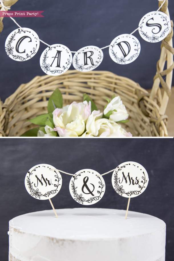 FREE Mr &amp; Mrs Wedding Cupcake Toppers - Press Print Party!