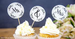Free Mr. and Mrs. wedding cupcake toppers - Press Print Party!