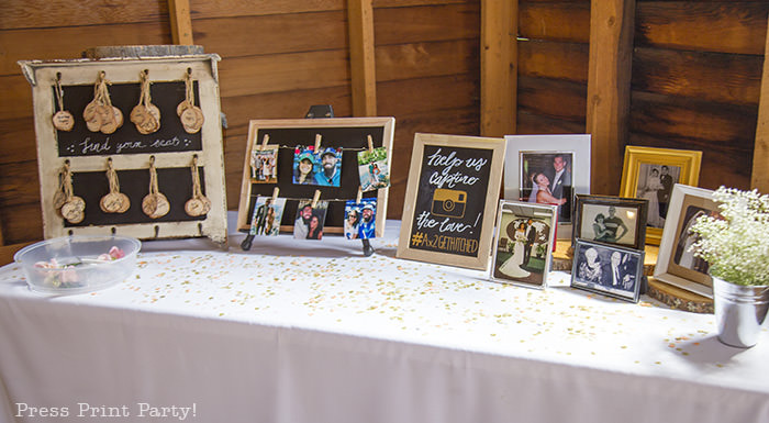 A breathtaking rustic barn wedding - country wedding - Press Print Party! photo table