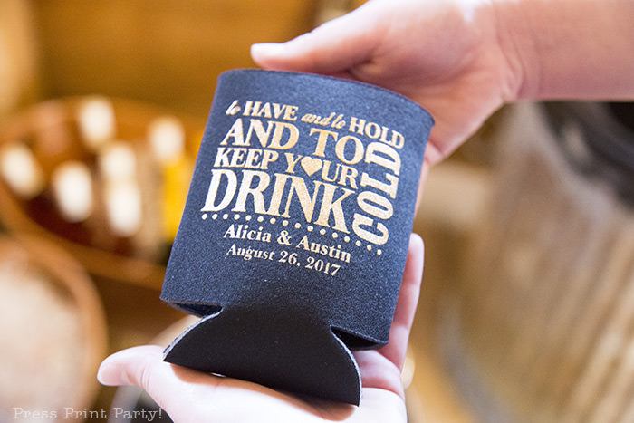 A breathtaking rustic barn wedding - country wedding - Press Print Party! wedding koozie