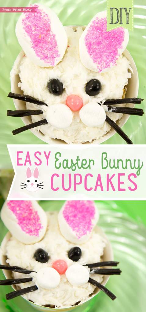 DIY Easter Bunny Cupcake decoration ideas - Press Print Party!