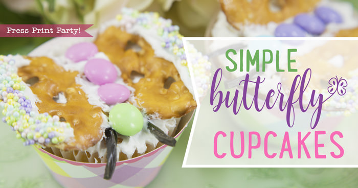 Simple Butterfly Cupcake DIY Decorations, Spring, Easter - Press Print Party!