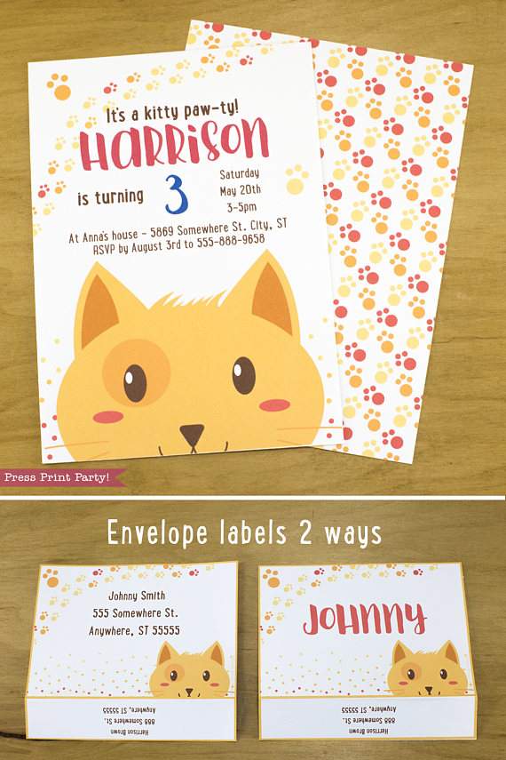 Cat Themed Party Printable Set, Boy Tabby - Image 4